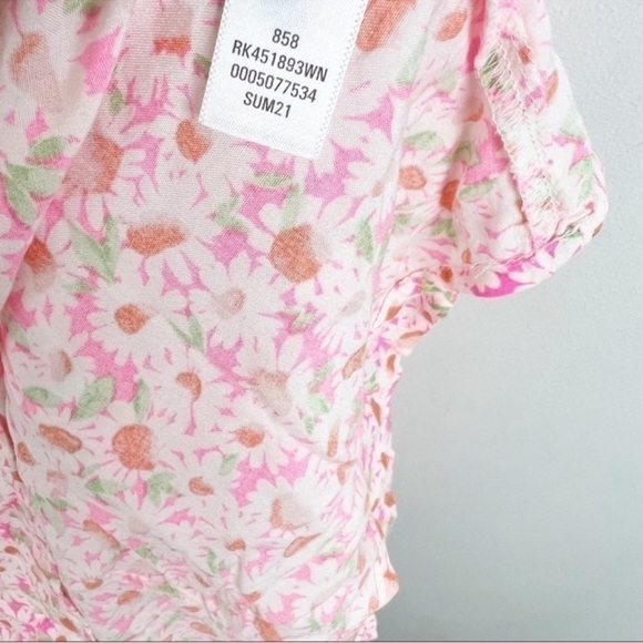 Abound Floral V-neck Halter Neck Skater Mini Dress Size 1X NEW Pink/White - Picture 8 of 10